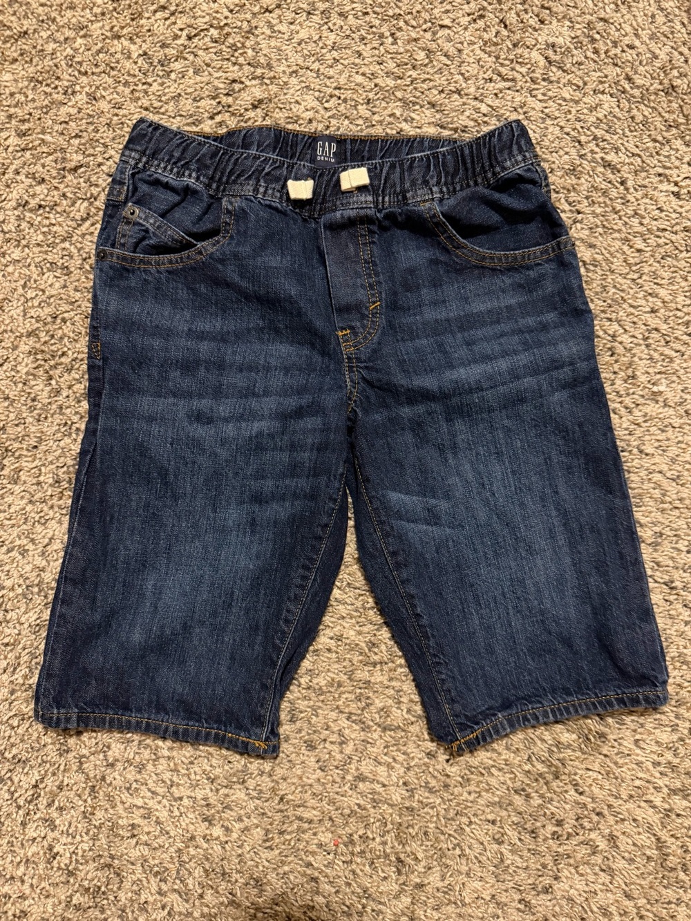 GAP Boys Dark Blue Knit-Waist Denim Shorts